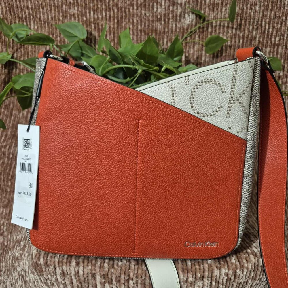 Calvin Klein Zoe Signature Colorblock logo print, crossbody bag,  New W/tag